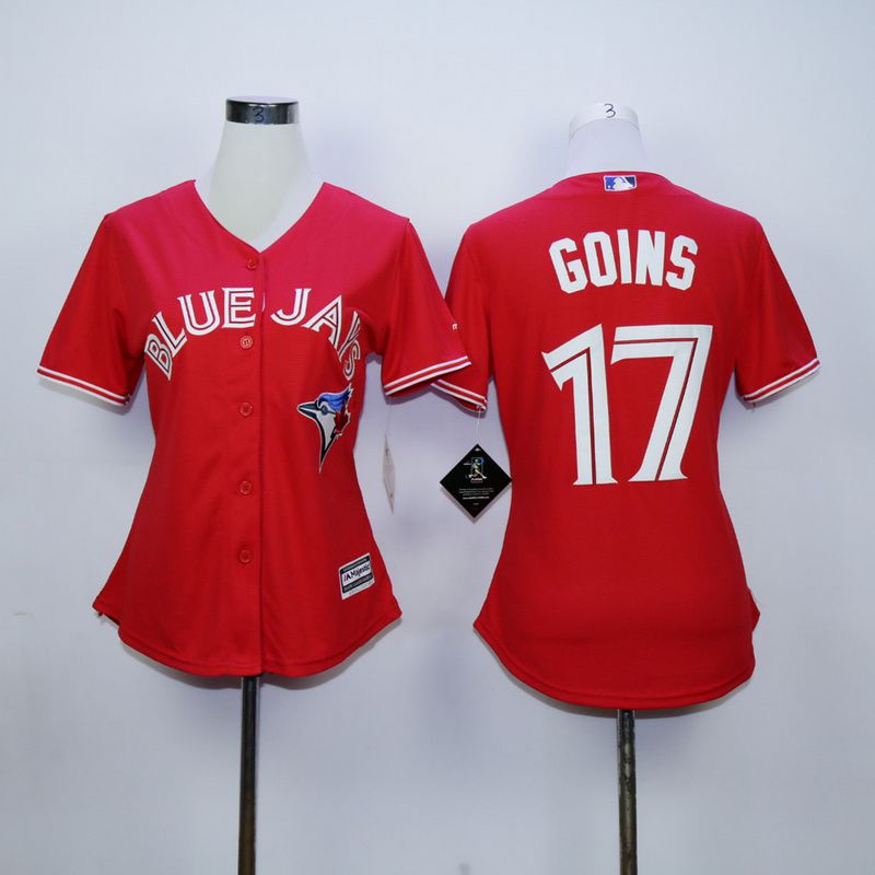 Women Toronto Blue Jays 17 Goins Red MLB Jerseys